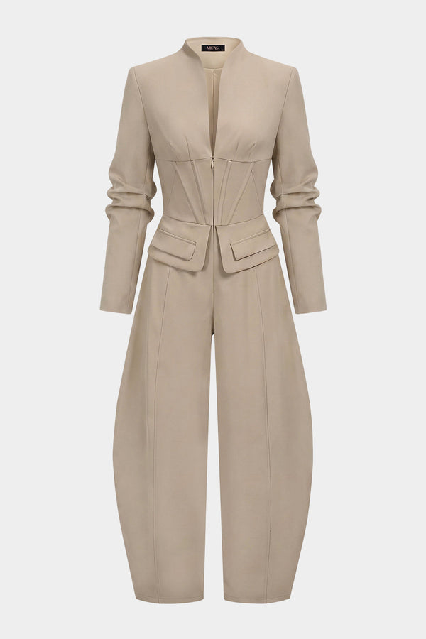 Ayla - Jumpsuit met V-hals en lange mouwen