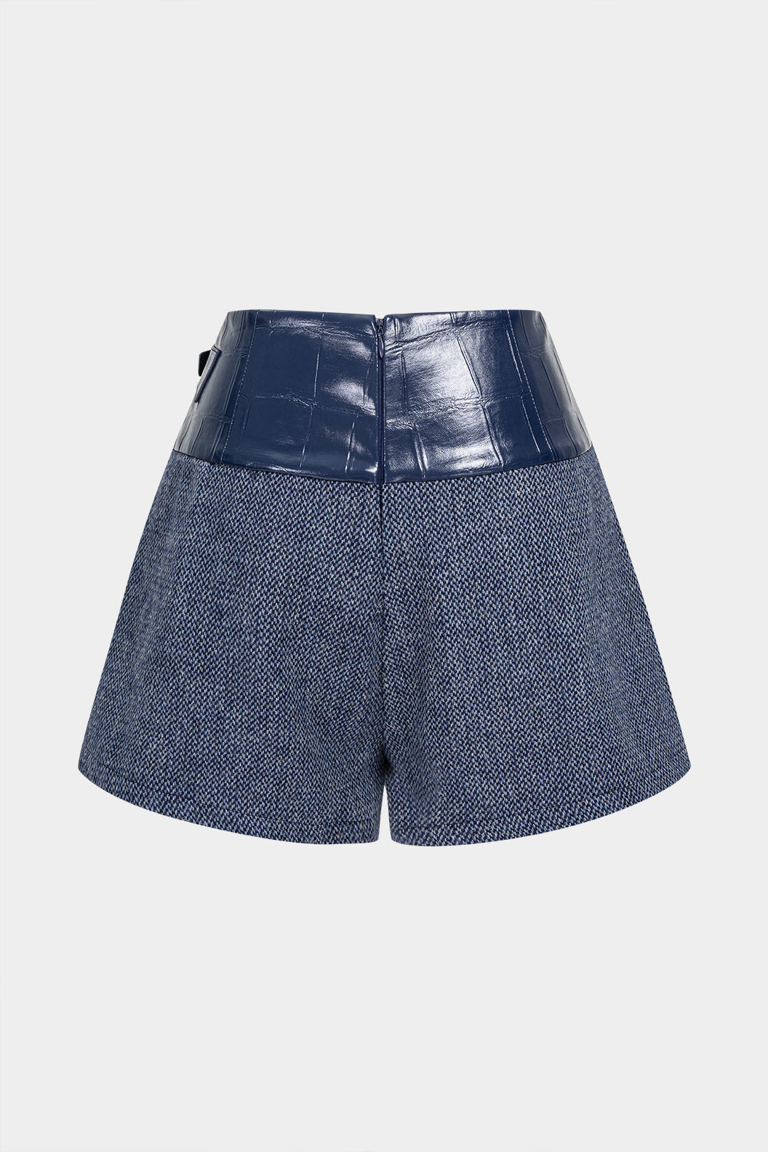 Abstracte print leren-look short met riem
