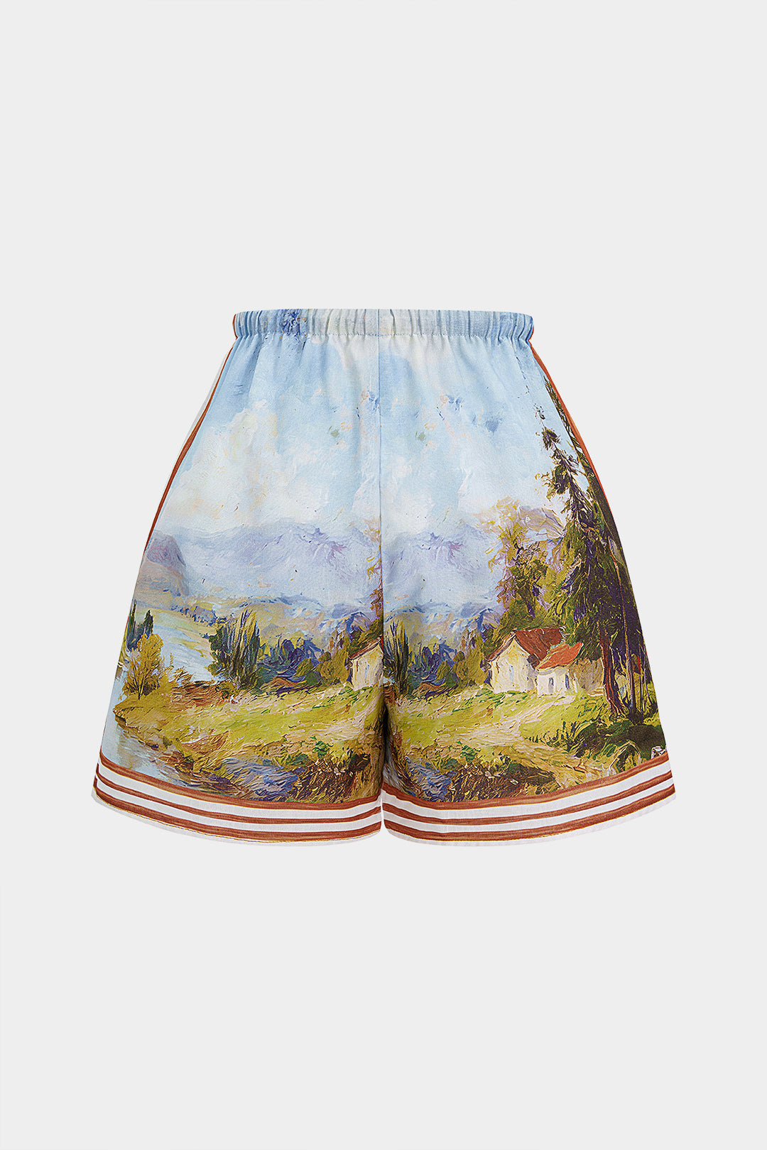 Short met smokwerk, strik en wijde pijpen