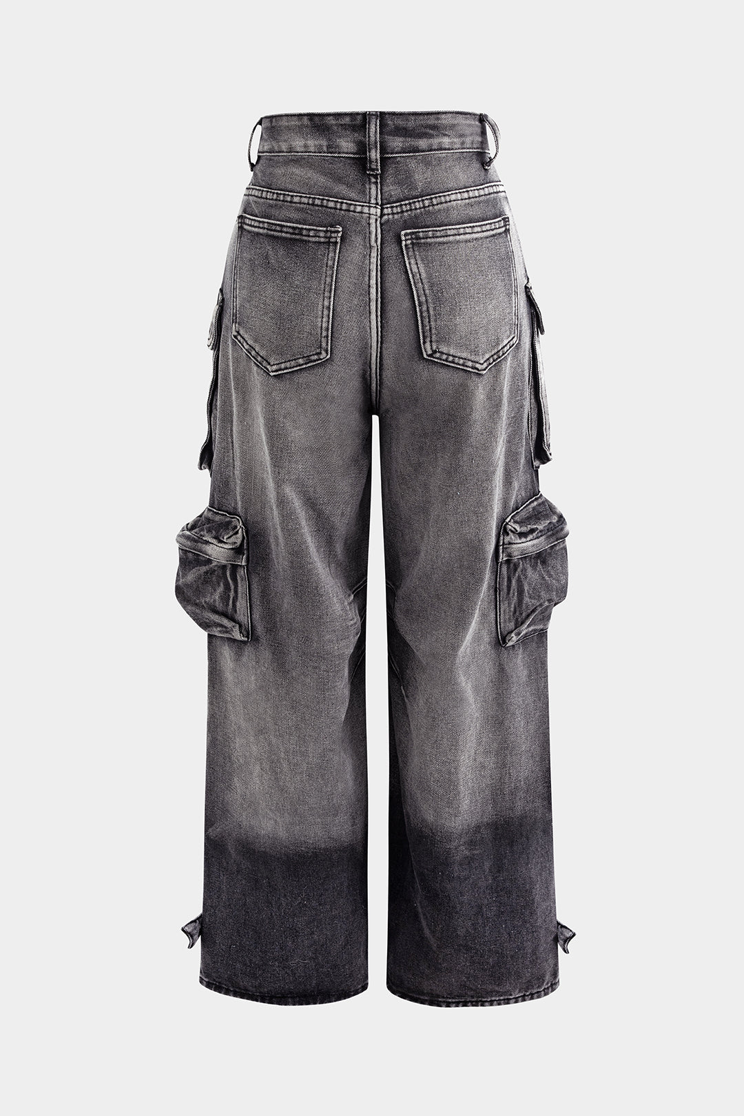 Gaia - Jeans met zakken, wijde pijpen en cargozakken