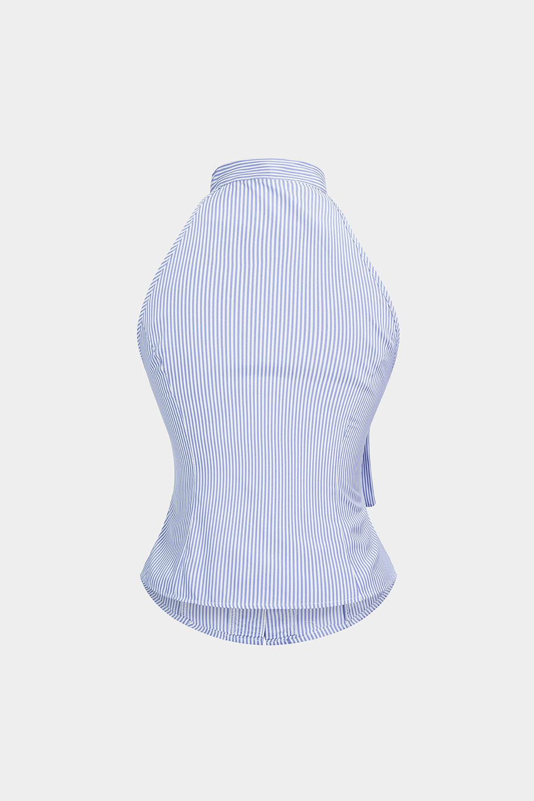 Gestreepte tanktop met halternek, V-hals en strik