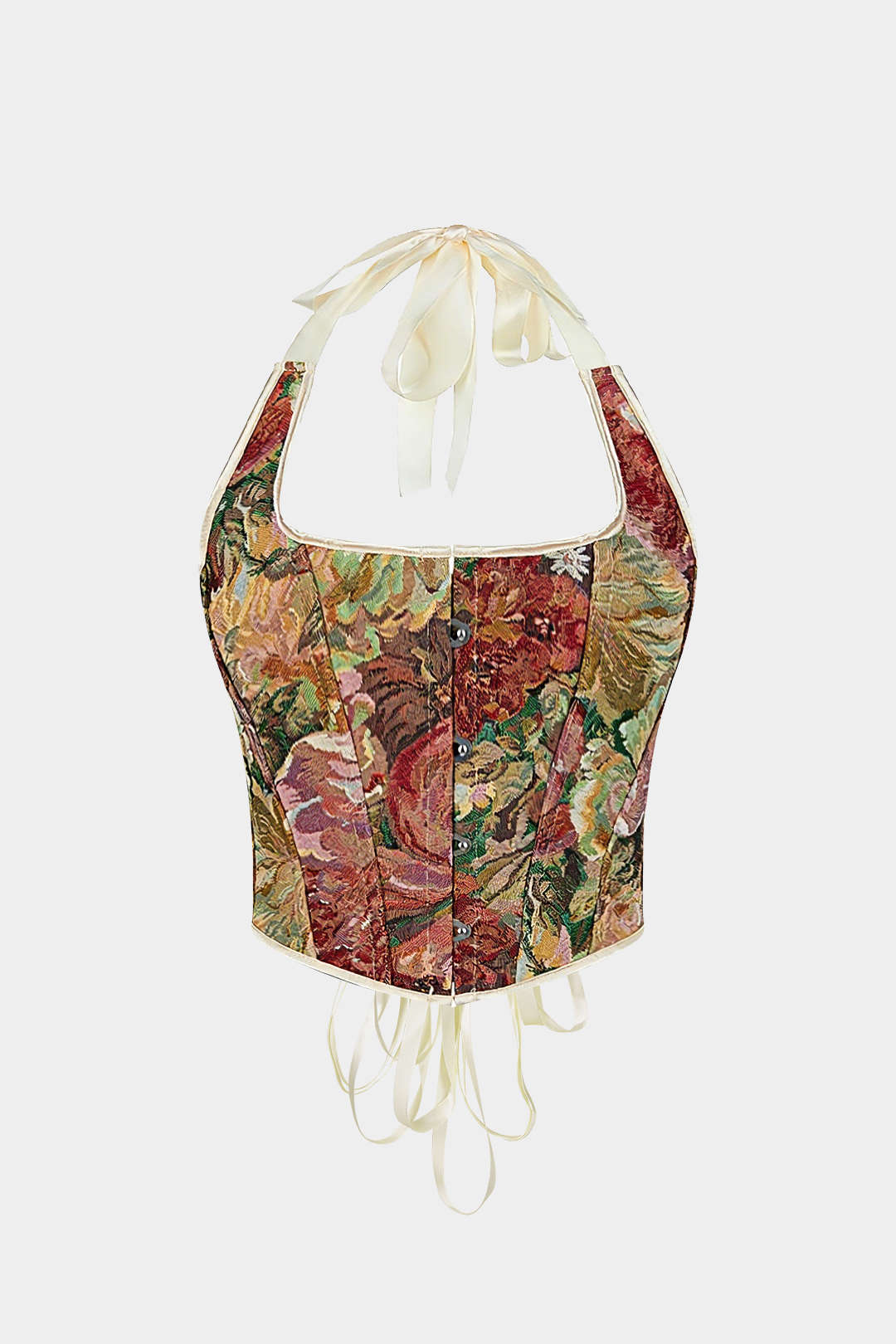Jacquard top met halternek en open rug