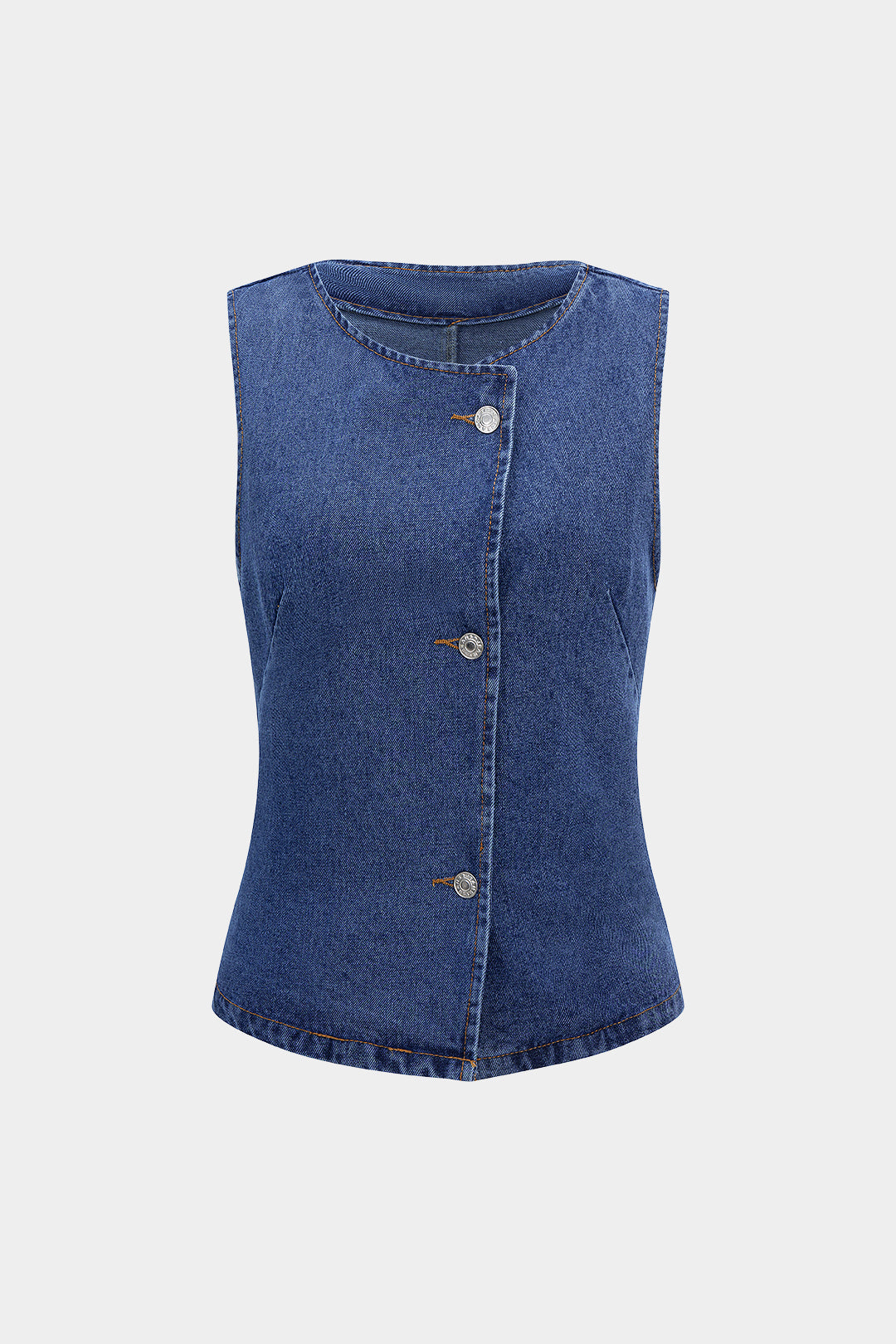 Denim gilet met riem