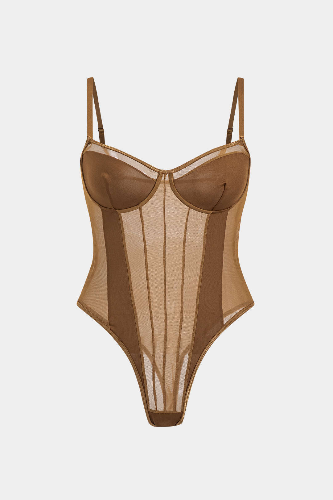 Mesh body met spaghettibandjes