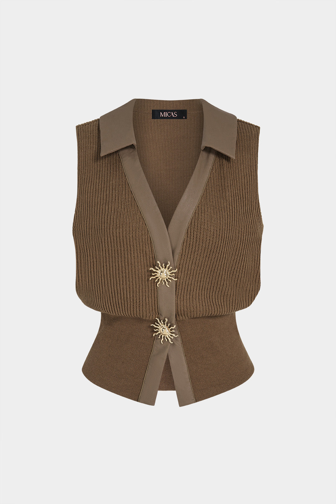 Patchwork leren-look tanktop