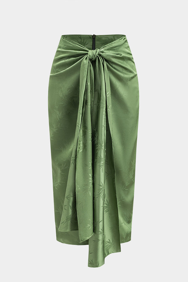 Jacquard rok met ruches en split