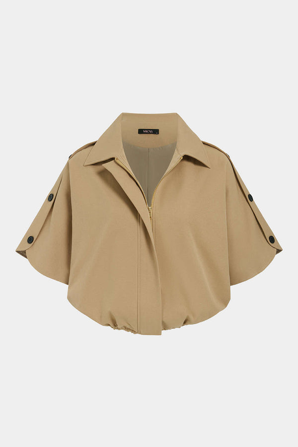 Blouse met revers, rits en korte mouwen