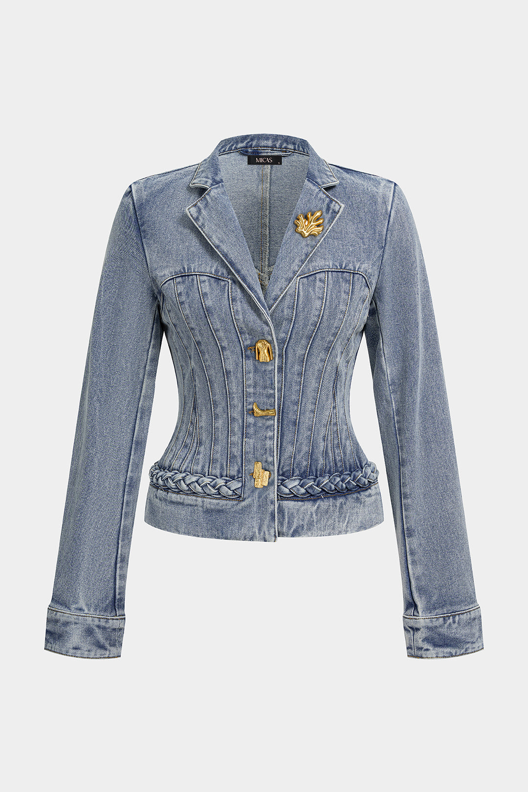 Esmee - Denim metallic jasje met knoopjes