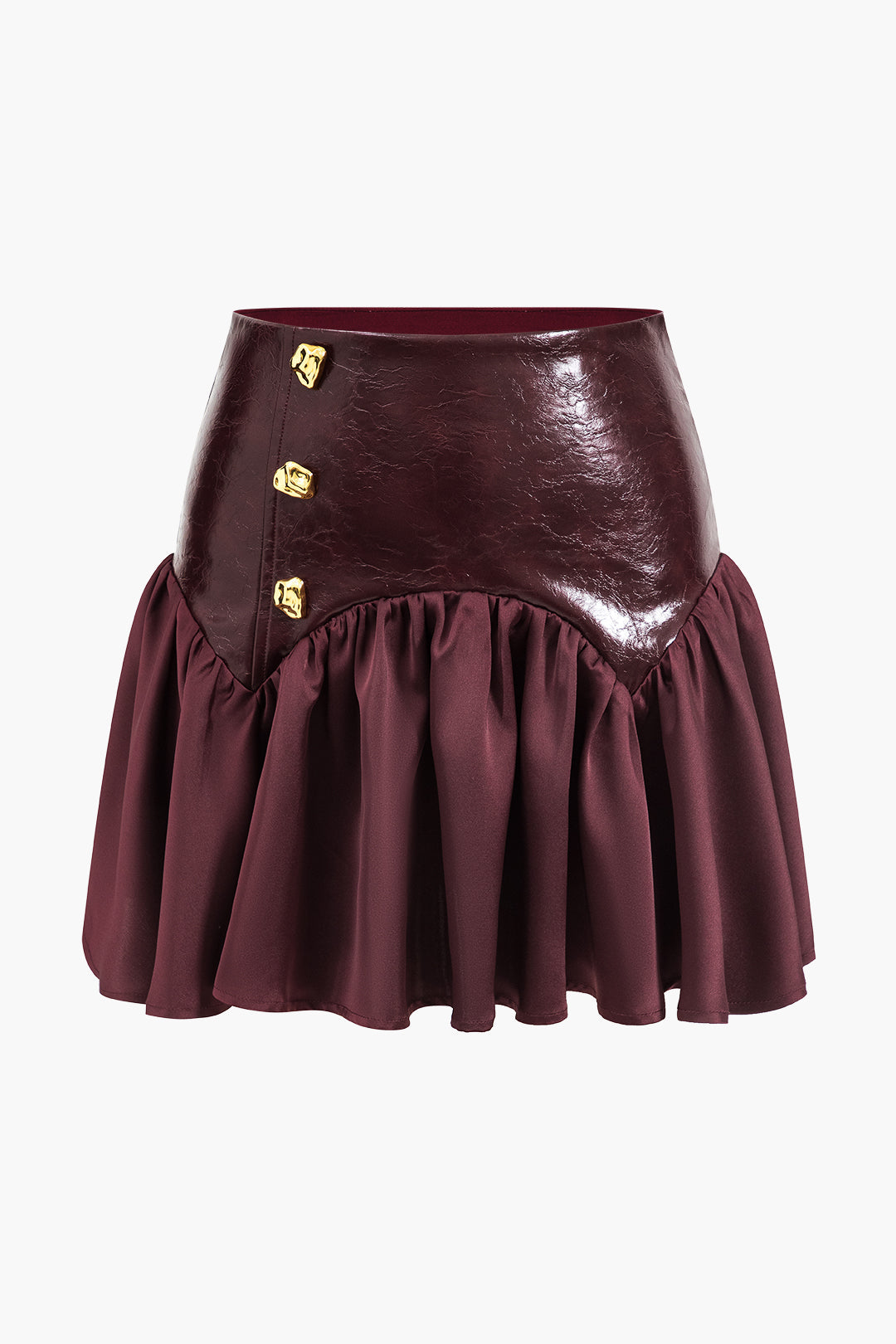 Noor - Leren-look patchwork rok