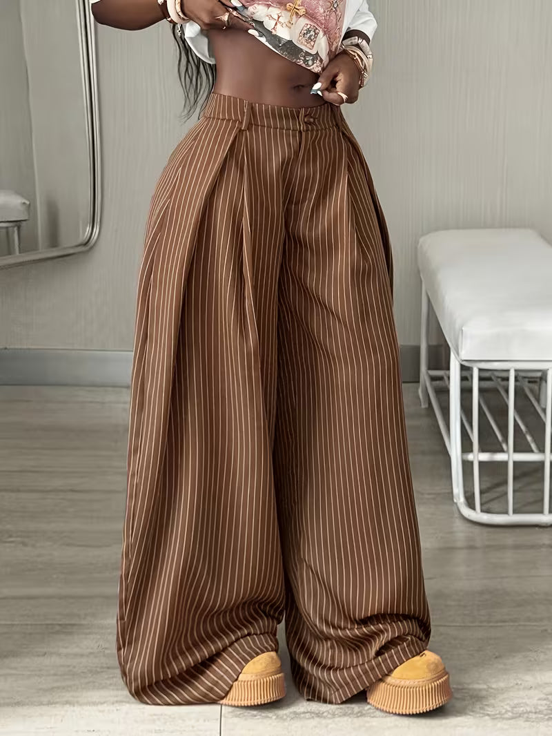 Oversized Brown Striped Cargo Pants