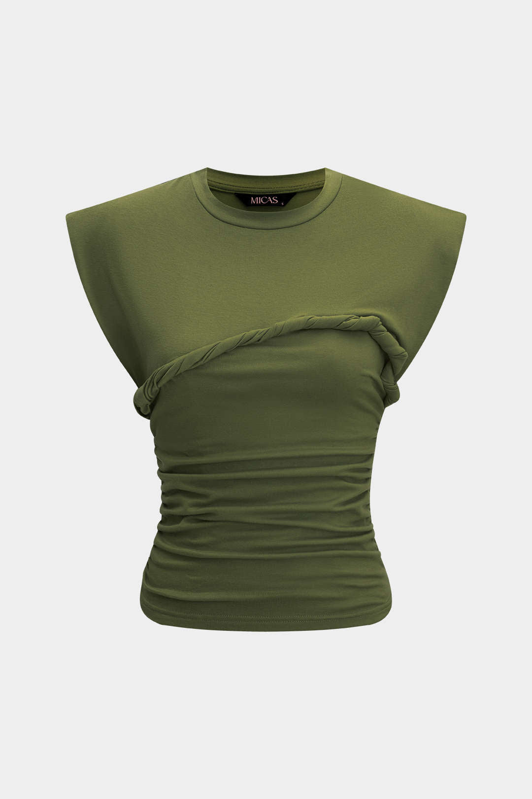 Effen T-shirt met gedraaid detail en ronde hals