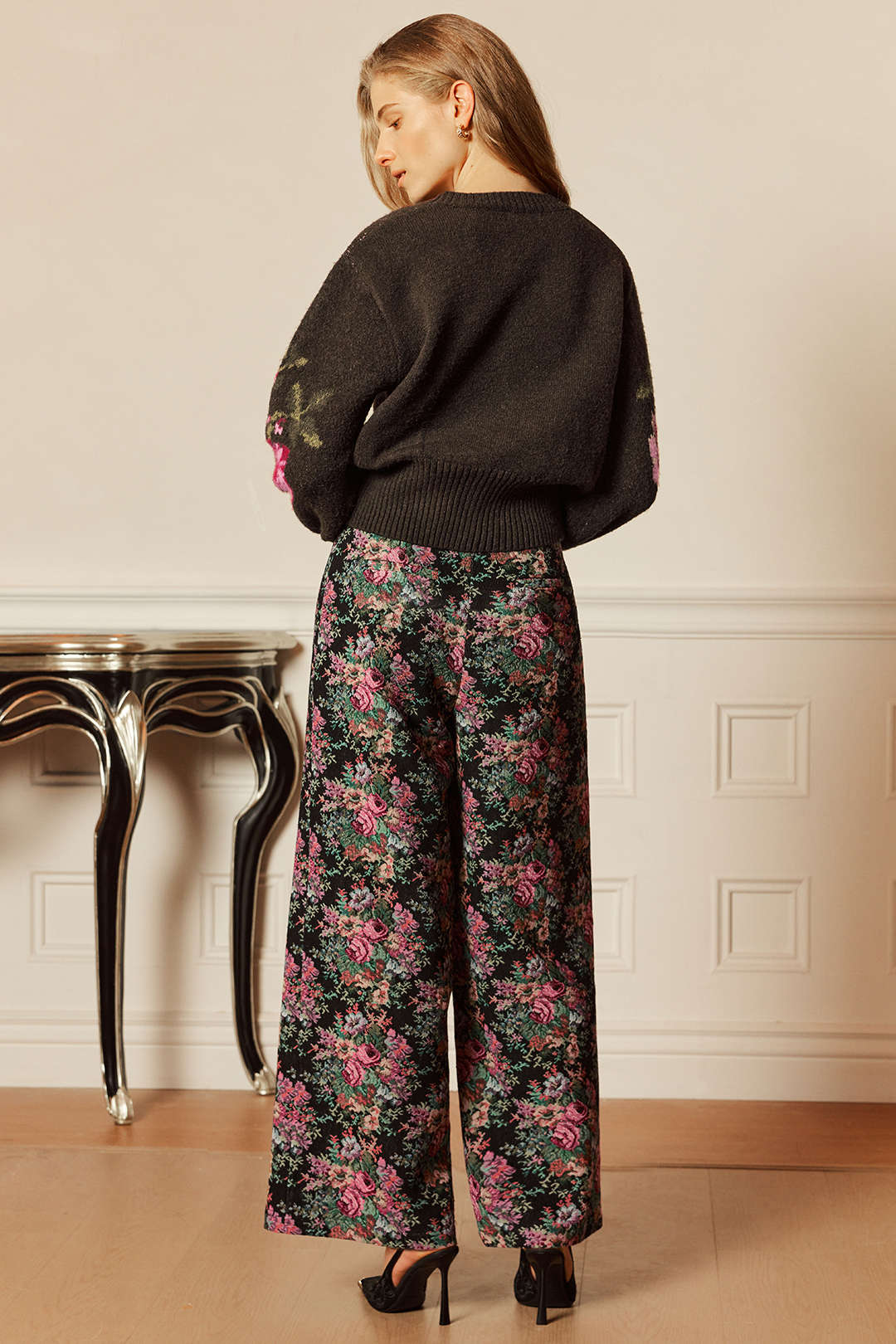 Bloemenprint jacquard broek