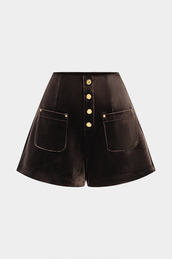 Fluwelen short met knoopjes