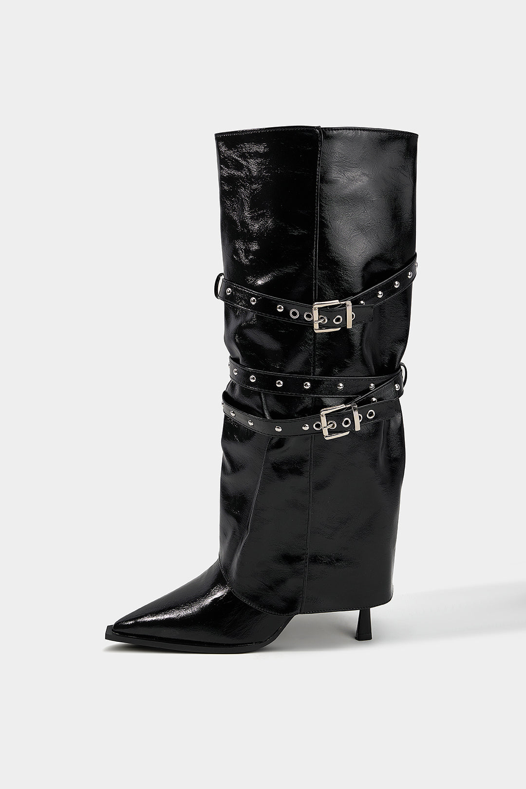 Kniehoge laarzen met spitse neus en studs