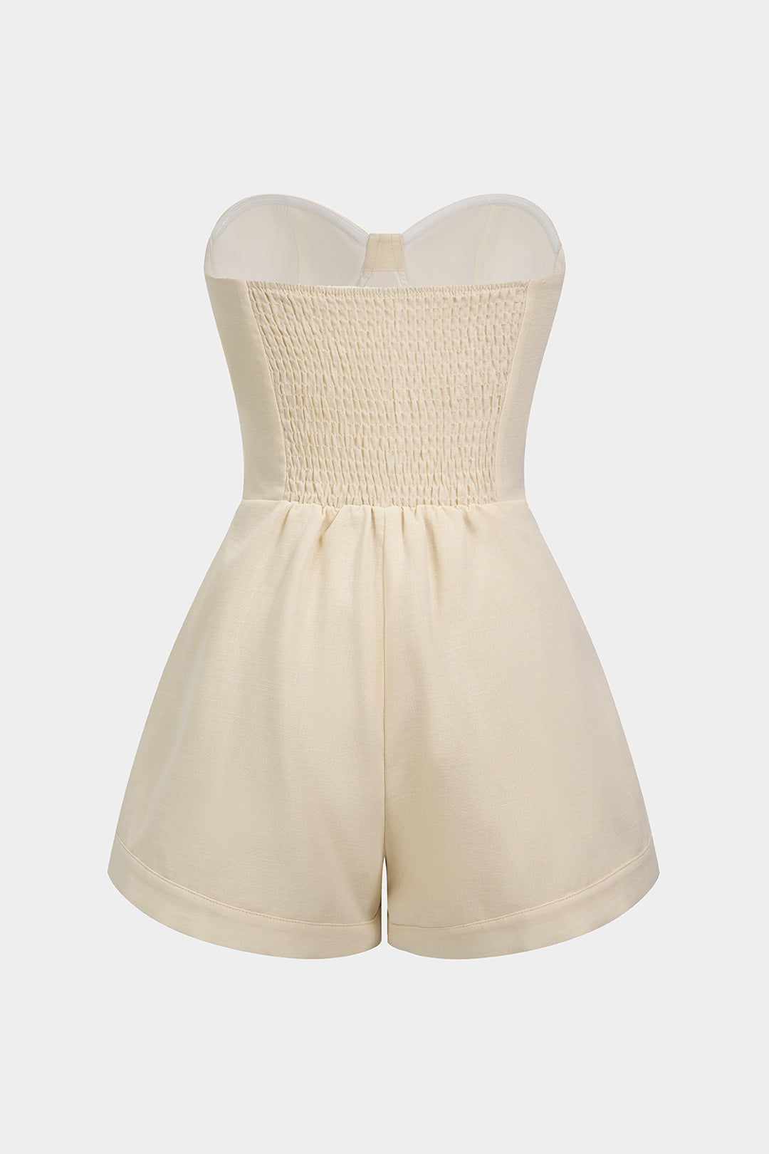 Effen mouwloze playsuit met strapless pasvorm
