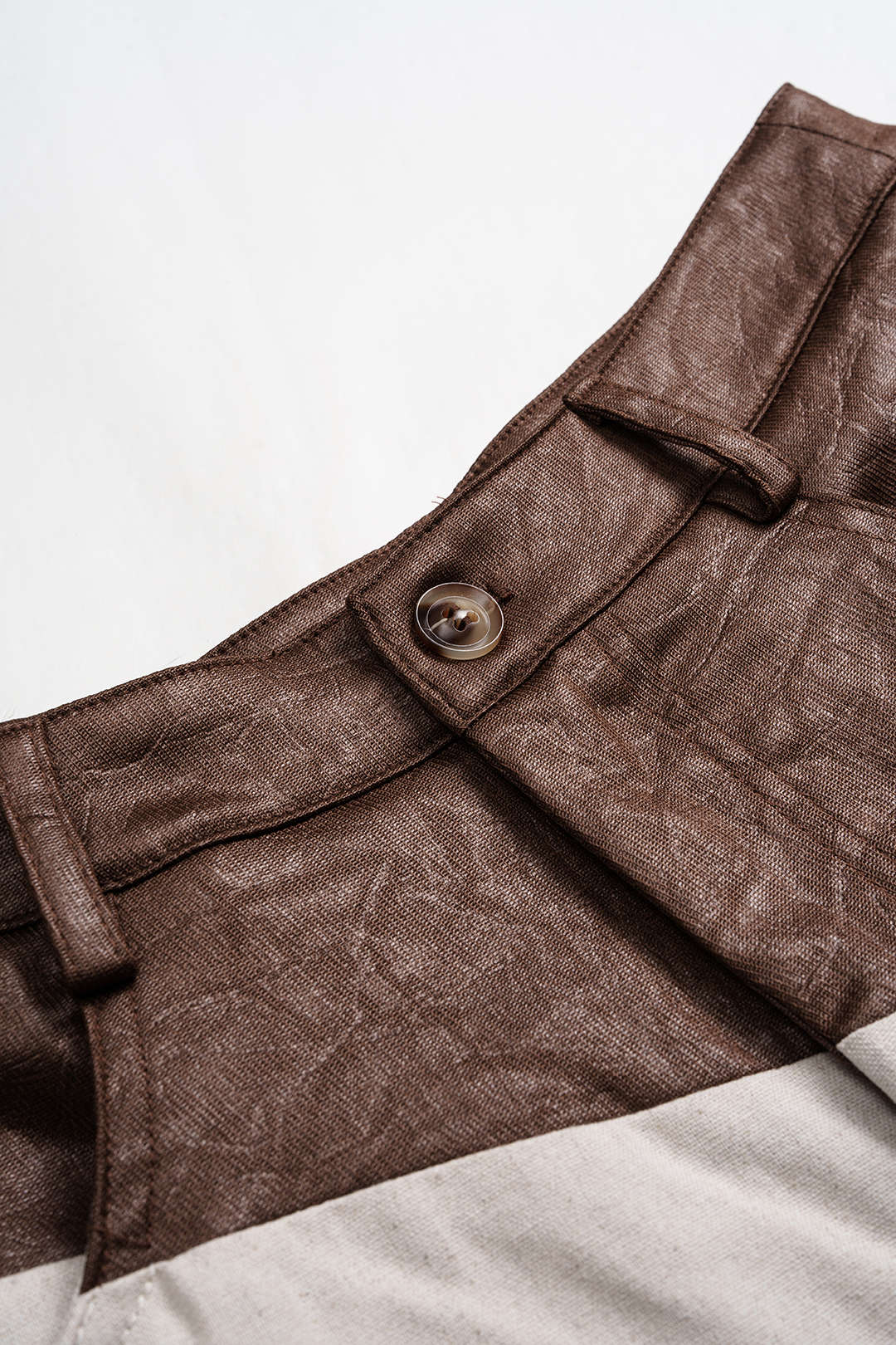 Leren-look patchwork pantalon met ruches en ballonmodel