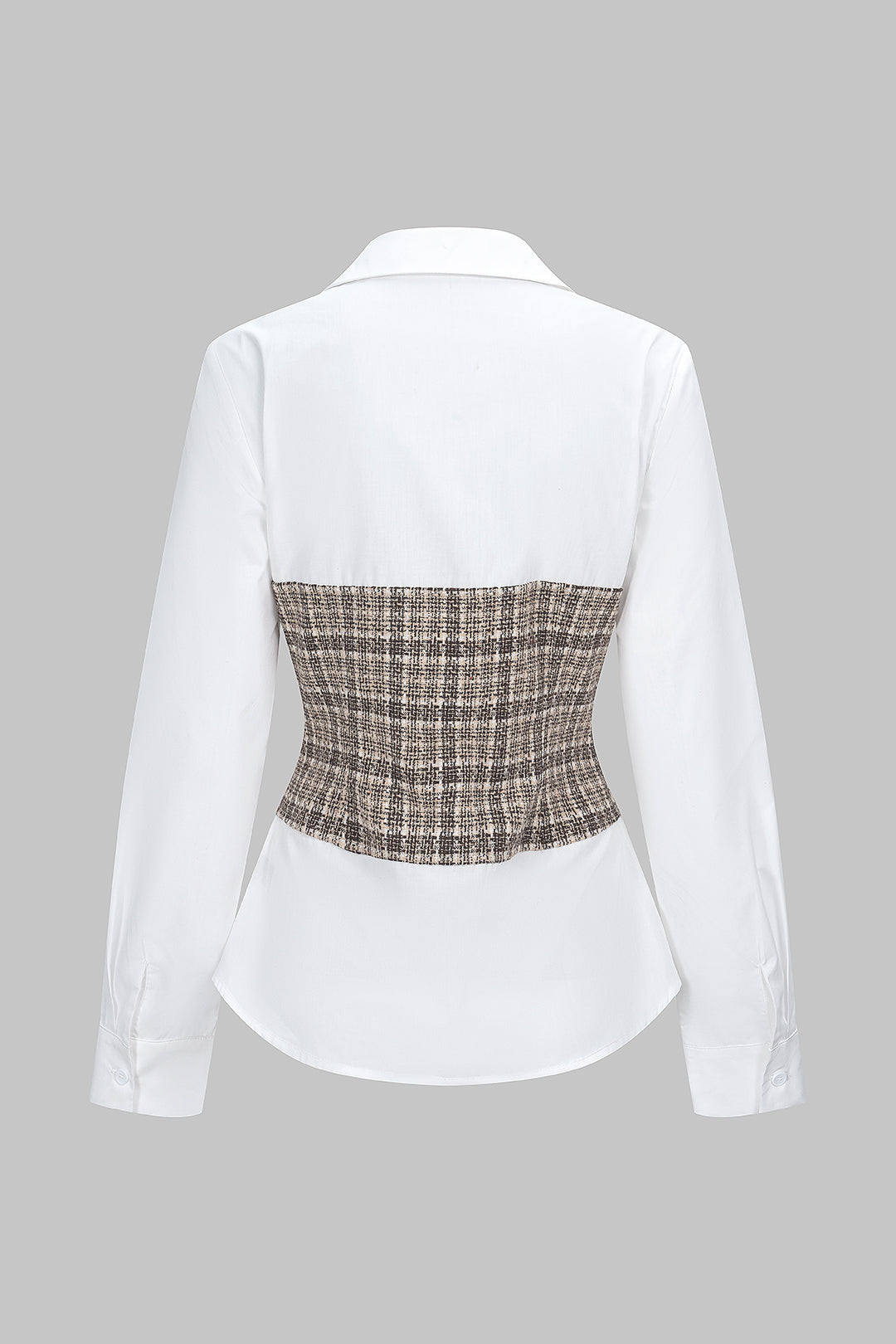 Tweed geruite top met knoopjes en lange mouwen