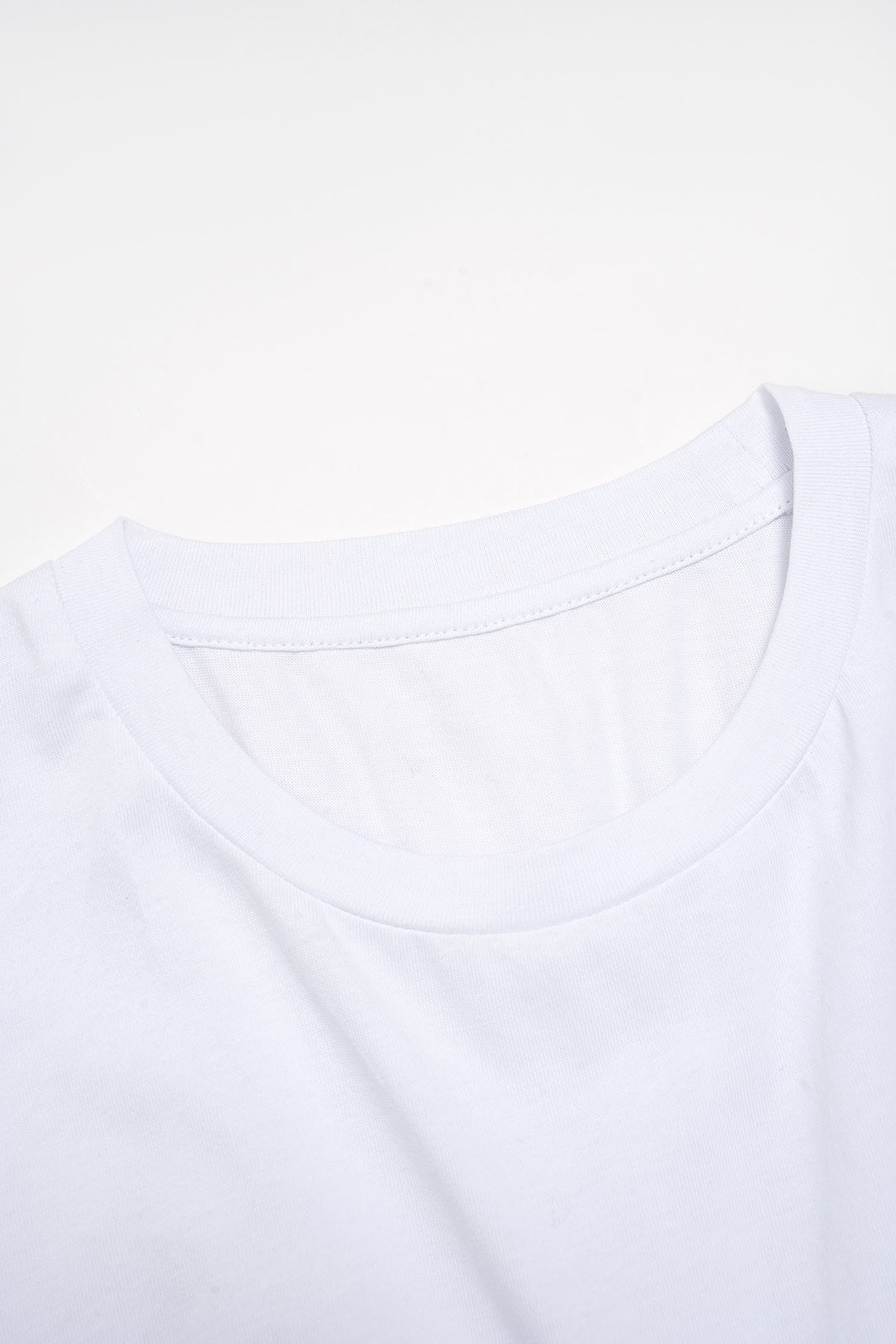 Patchwork denim T-shirt met ronde hals en korte mouwen