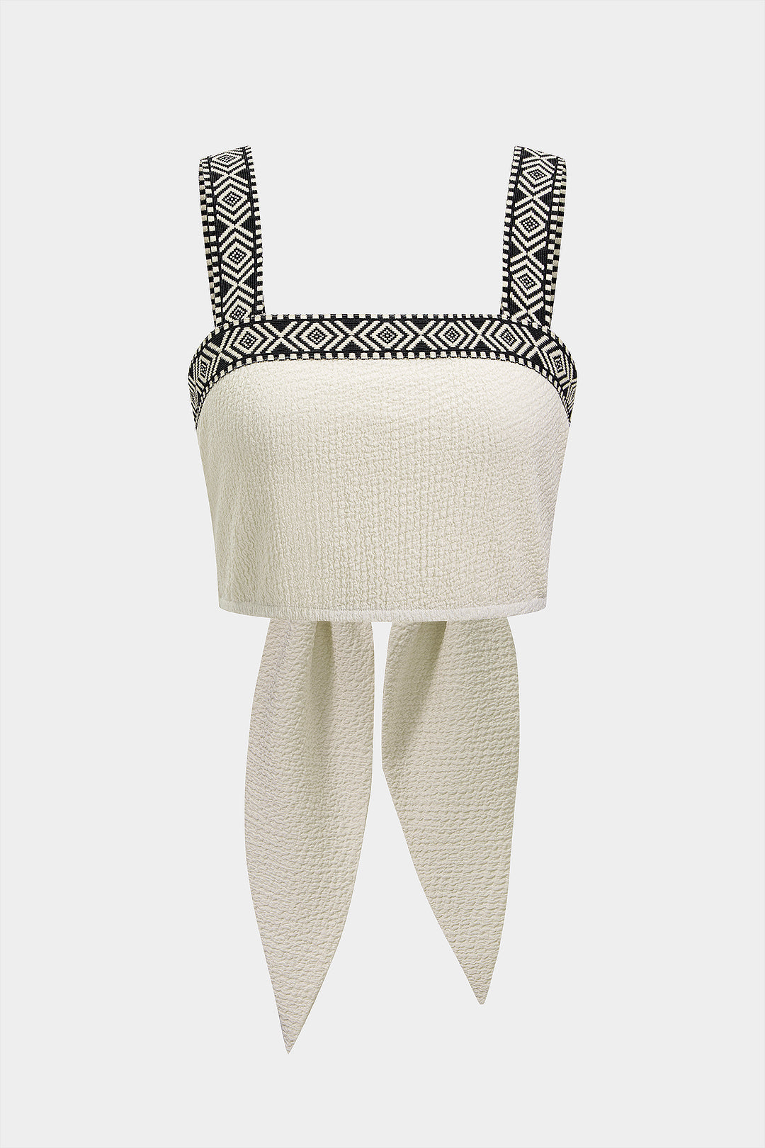 Patchwork gestructureerde tanktop met knoopdetail