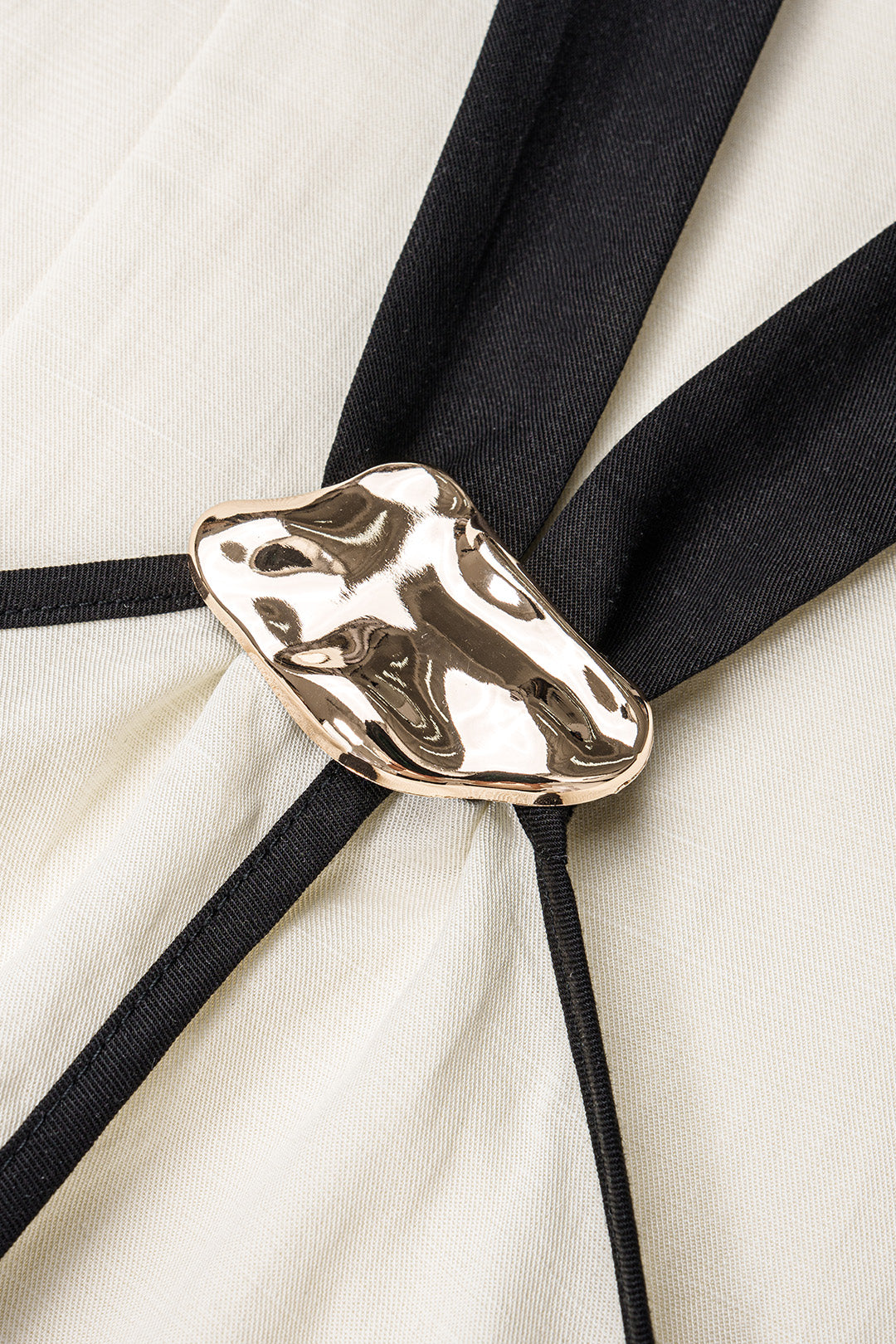 Linnen metallic maxijurk met halternek
