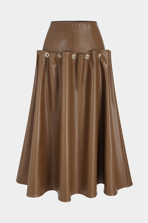 Metallic rok met knoopjes en rits