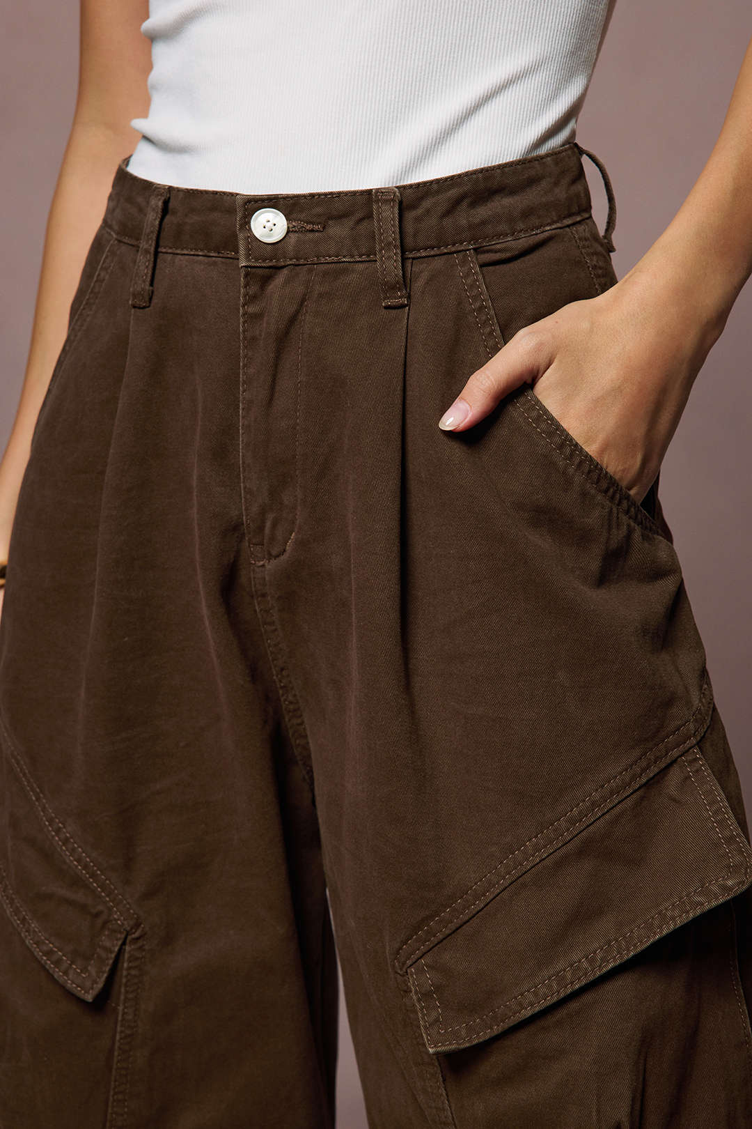 Jeans met ruches en zakken