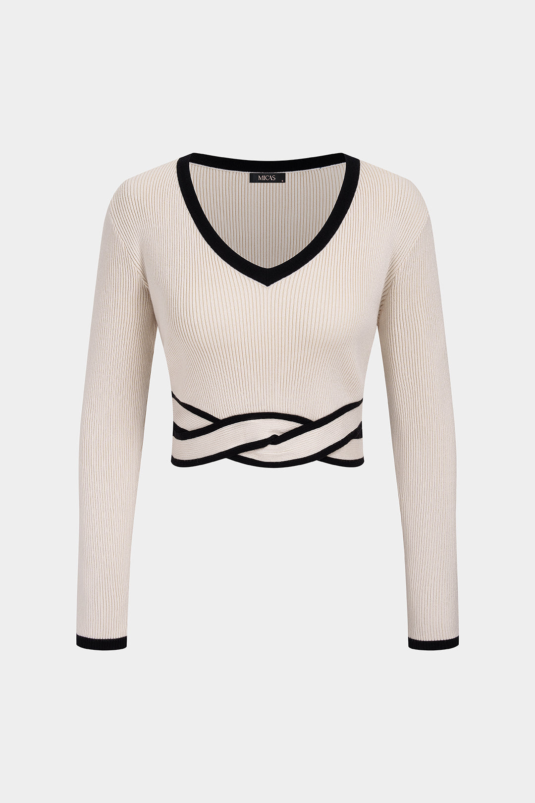 Nina - Gebreide top met V-hals en lange mouwen