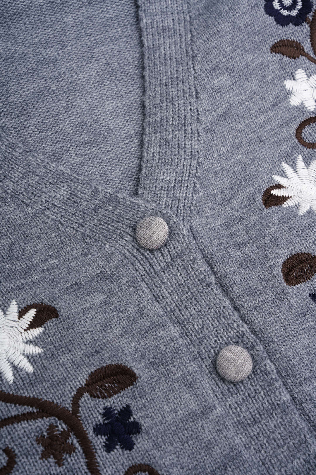 Gebreid bloemenprint vest met V-hals en borduursel