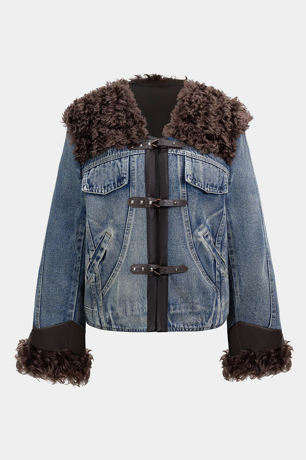 Denim patchwork item met zakken