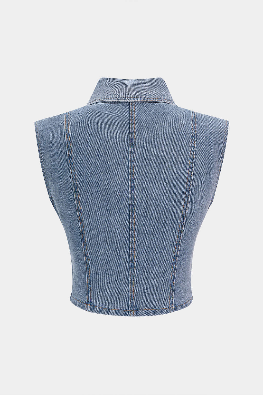 Denim gilet met revers en knoopjes
