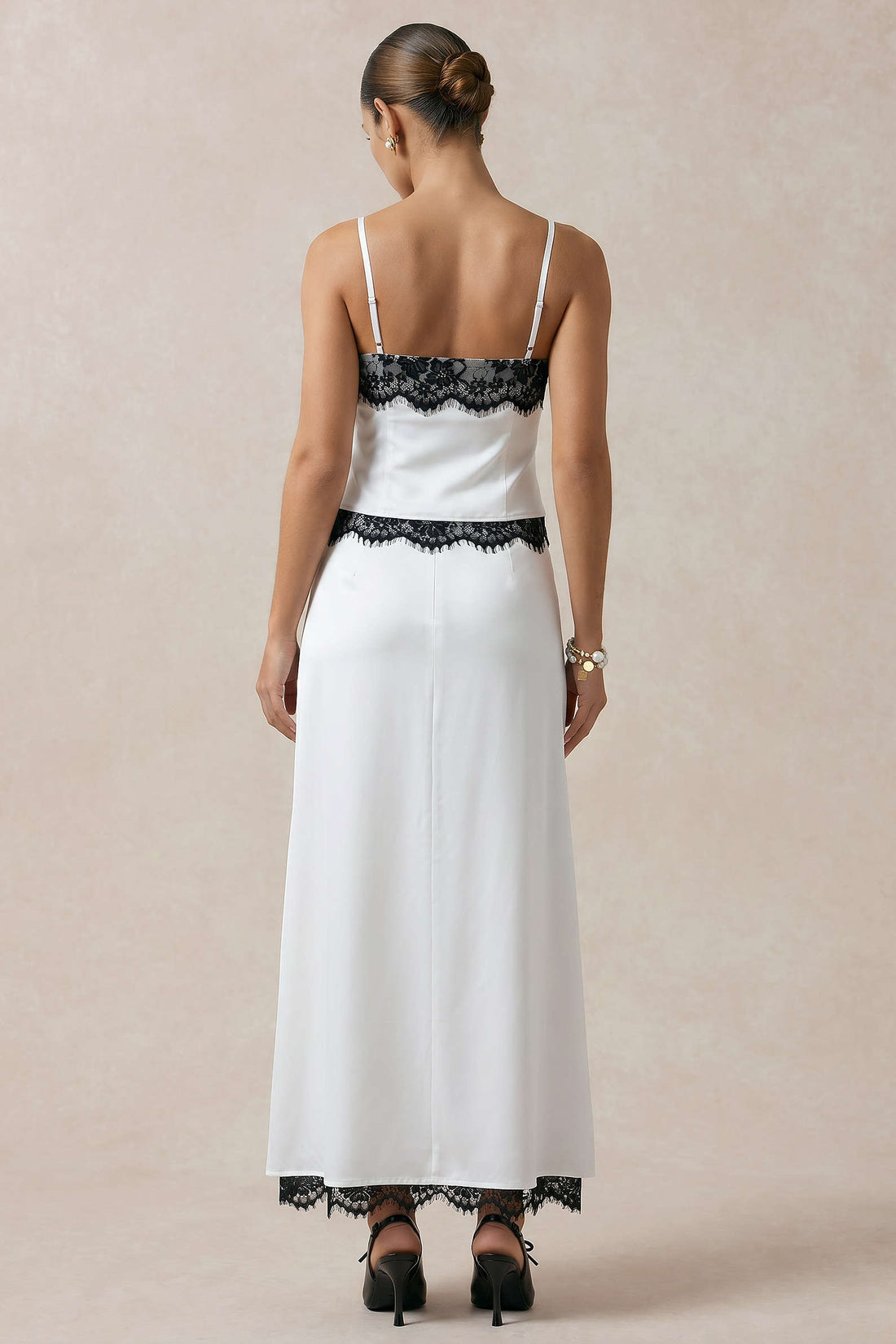 Uma - Satijnen set met top en rok