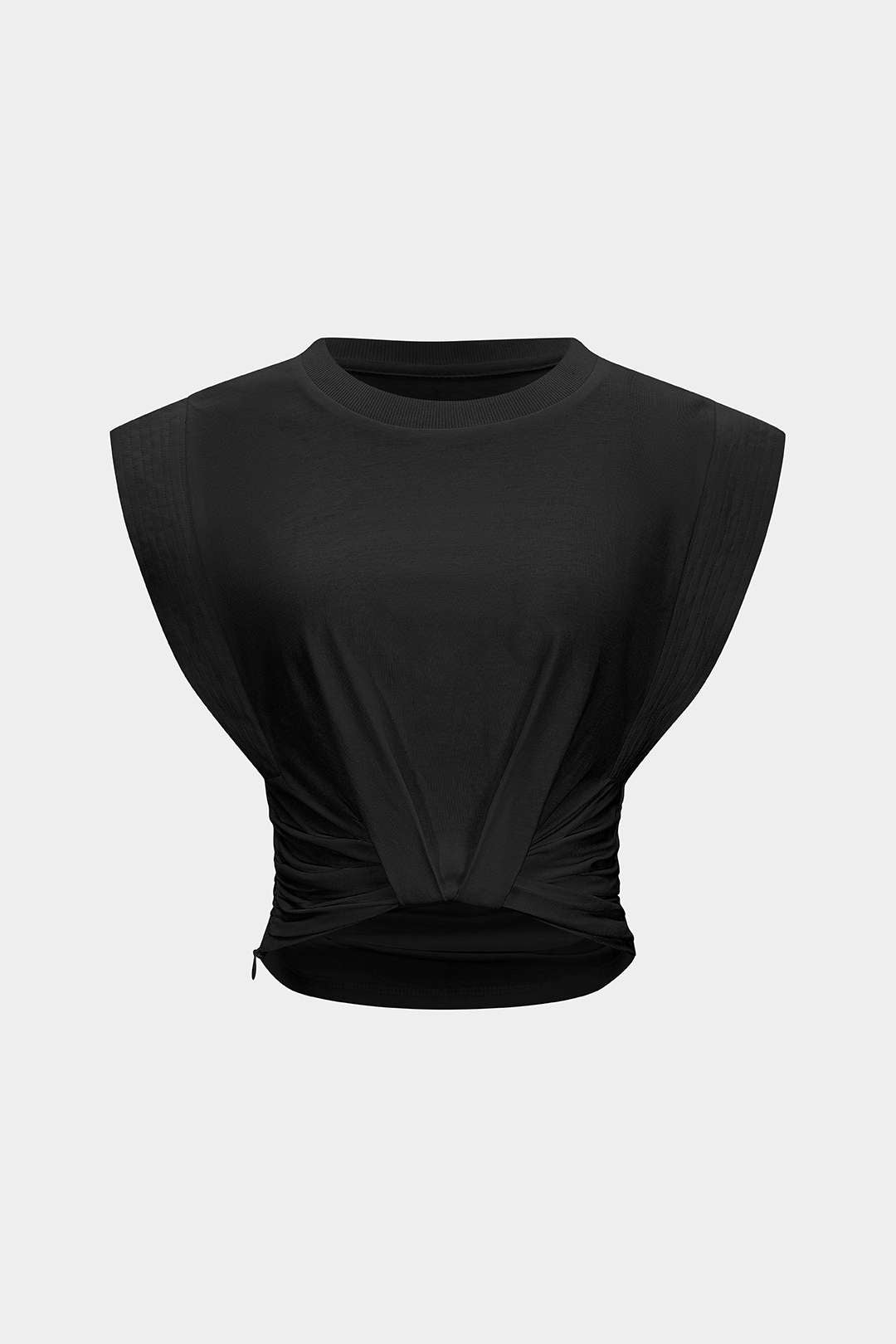 Effen T-shirt met ronde hals en ruches
