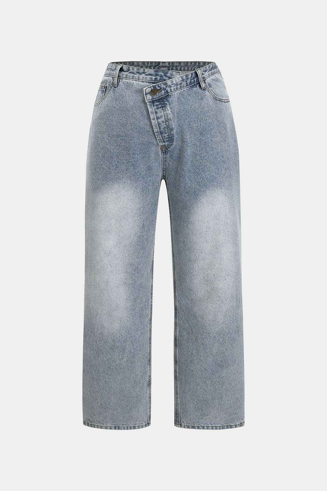 Jeans met rits, hoge taille en rechte pijp