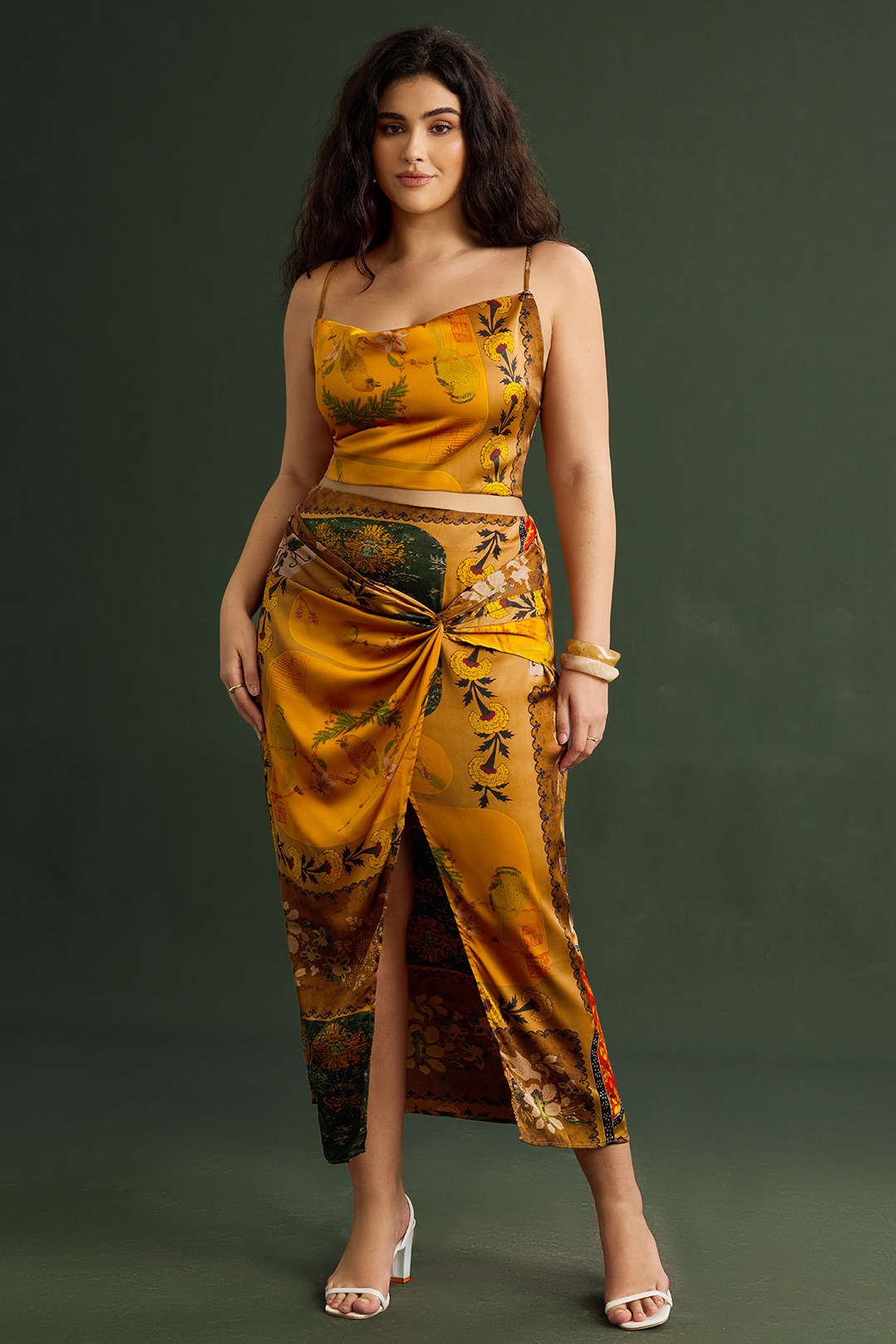 Rok met rits, hoge taille en gedraaid detail