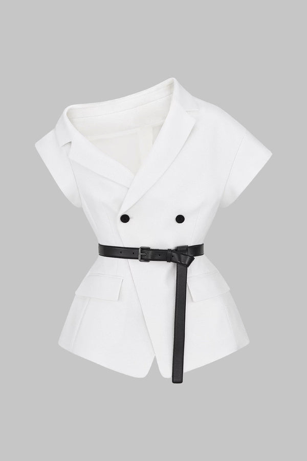 Asymmetrisch gilet met riem