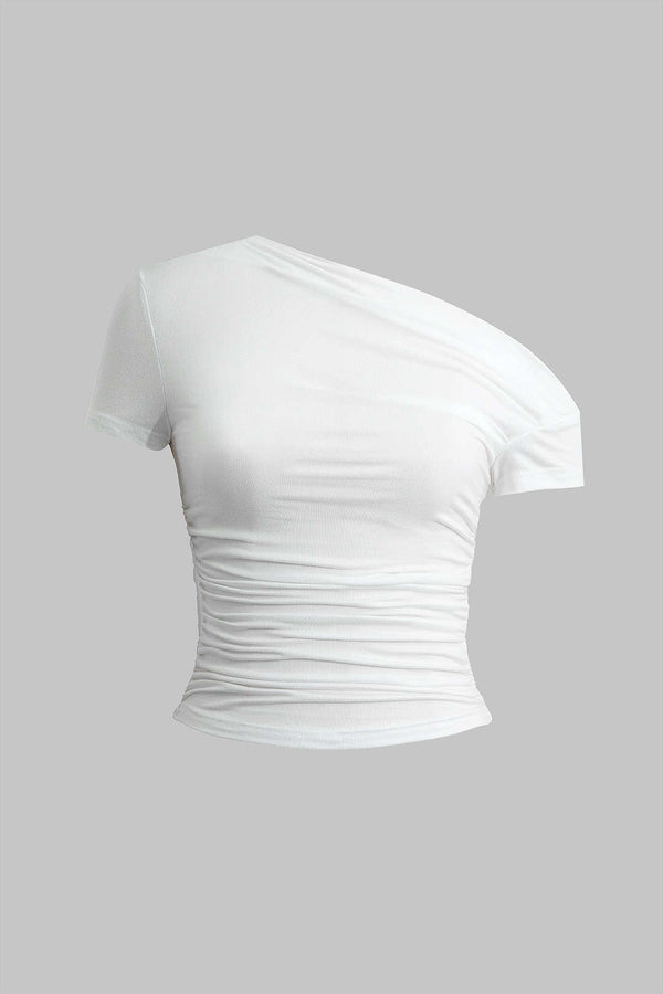 Asymmetrisch T-shirt met ruches