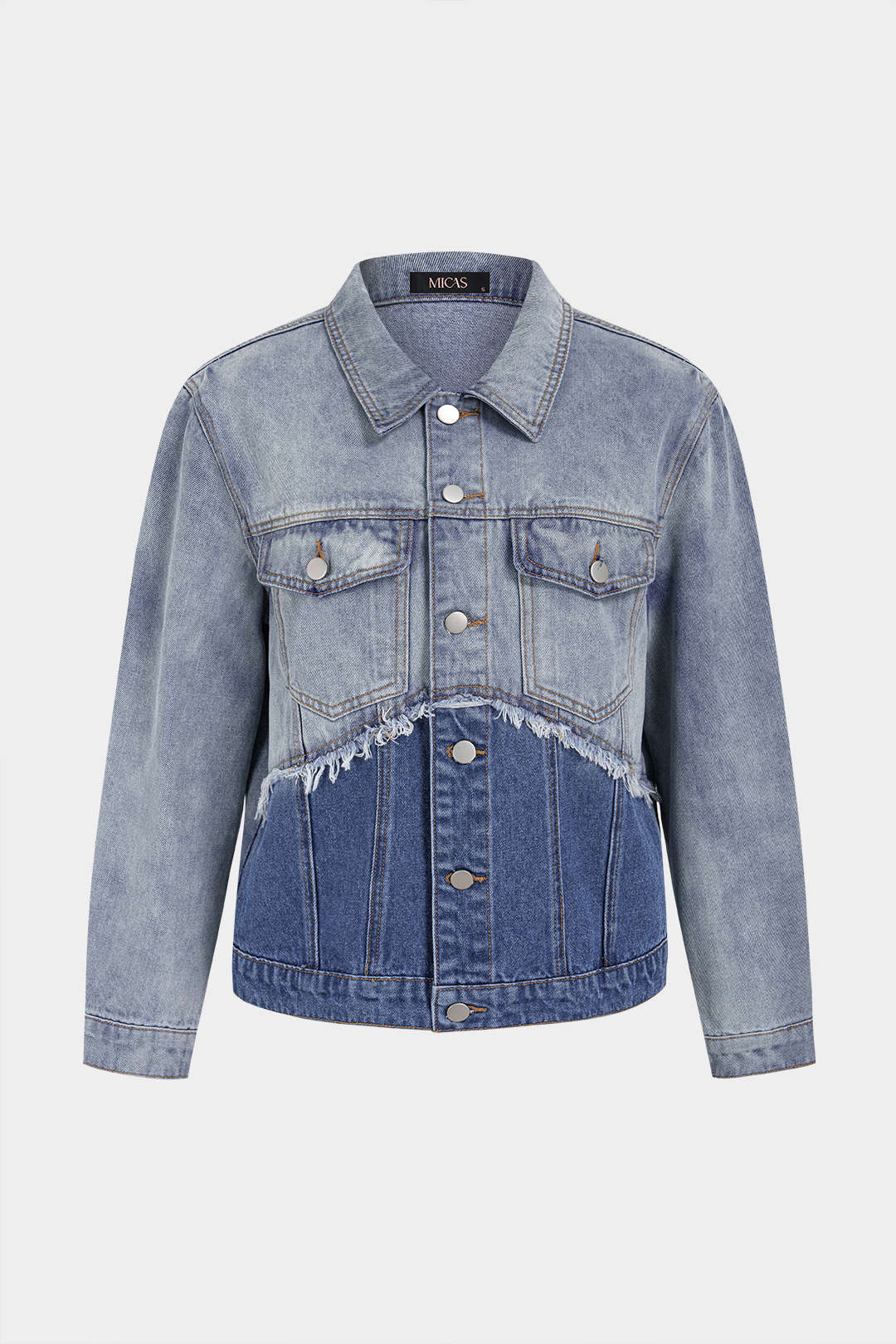 Denim jasje met rafelrand