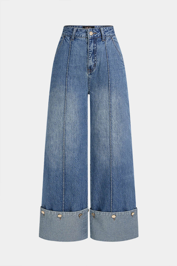 Lyla - Jeans met knoopjes en rechte pijp