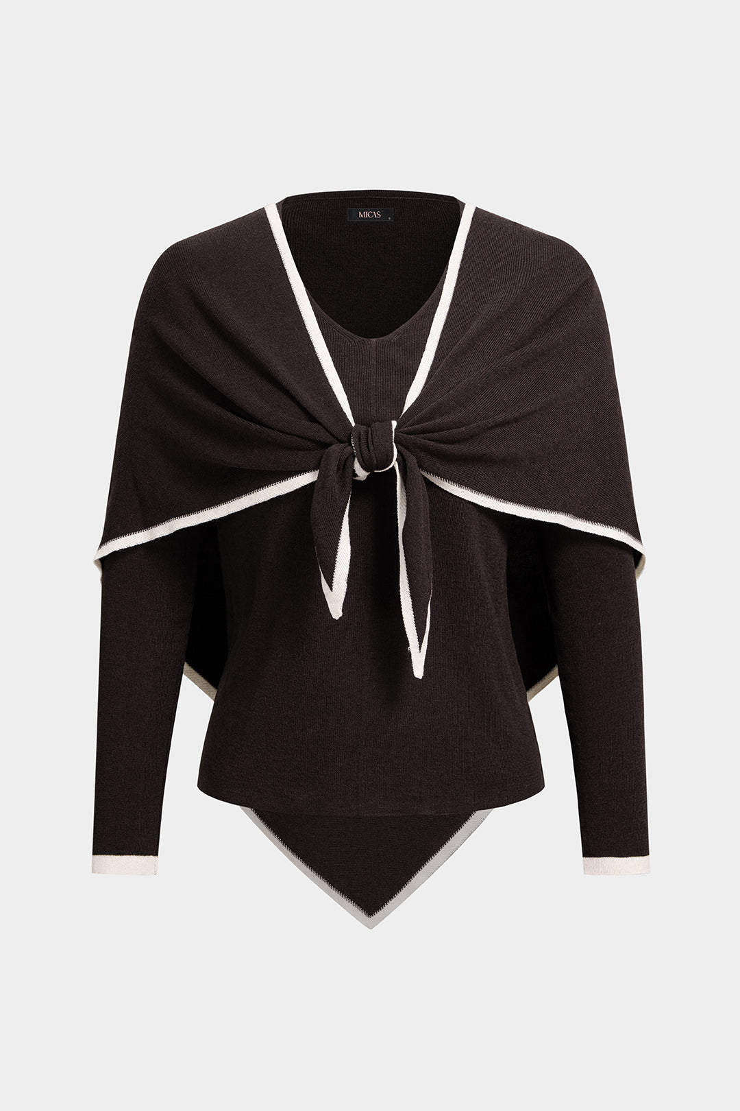 Gebreide top met V-hals, knoopdetail en lange mouwen
