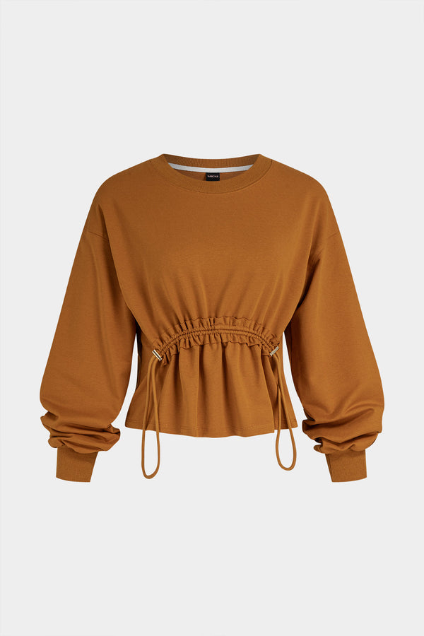 Noor - Sweater met ronde hals, trekkoord en lange mouwen