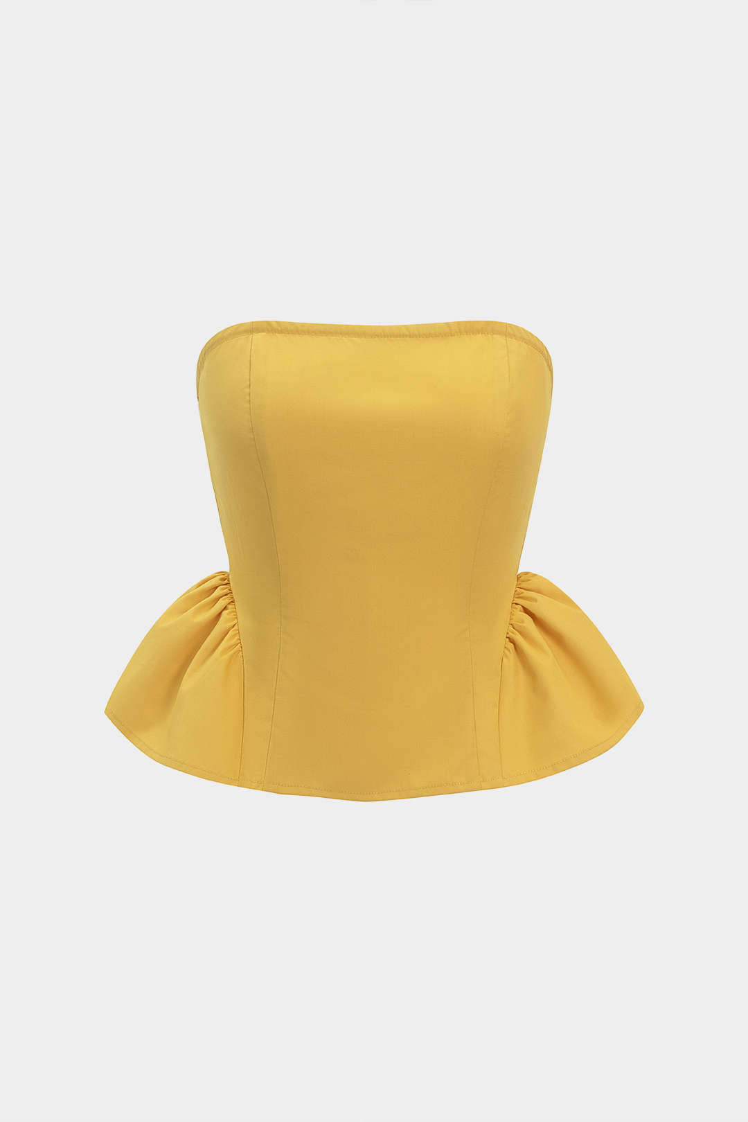 Effen strapless top met ruches en smokwerk