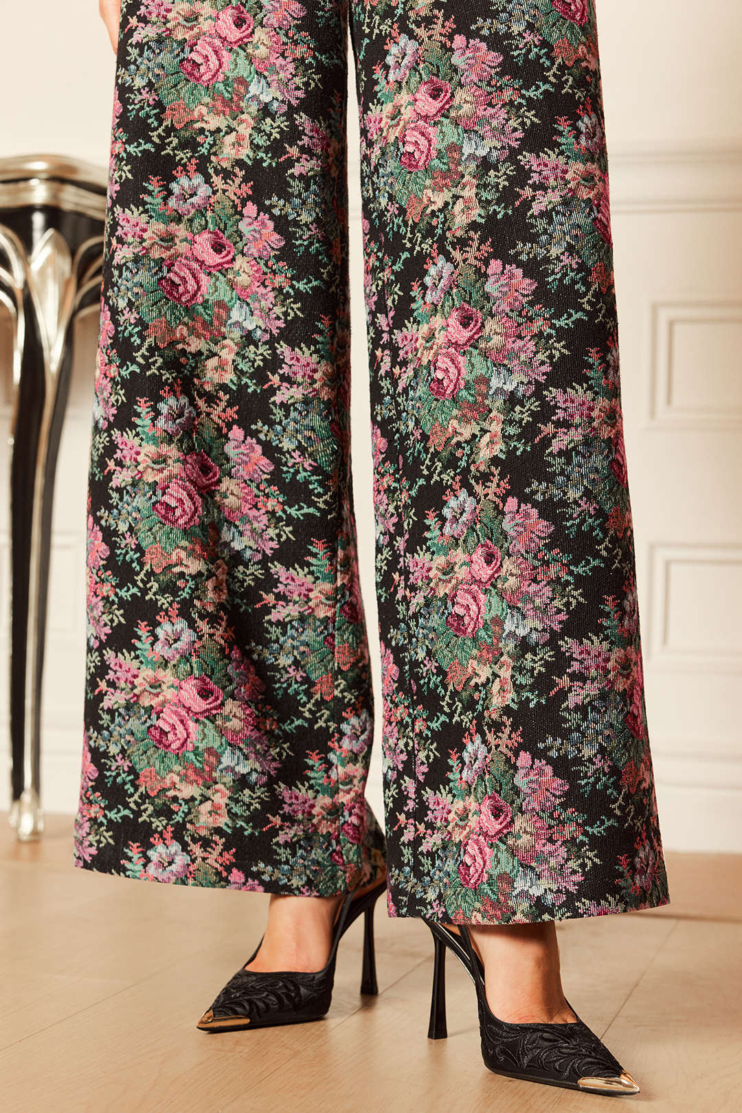 Bloemenprint jacquard broek