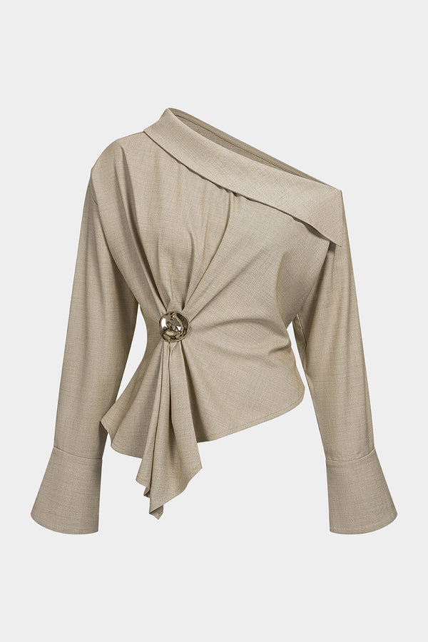 Asymmetrische blouse met één schouder en ruches