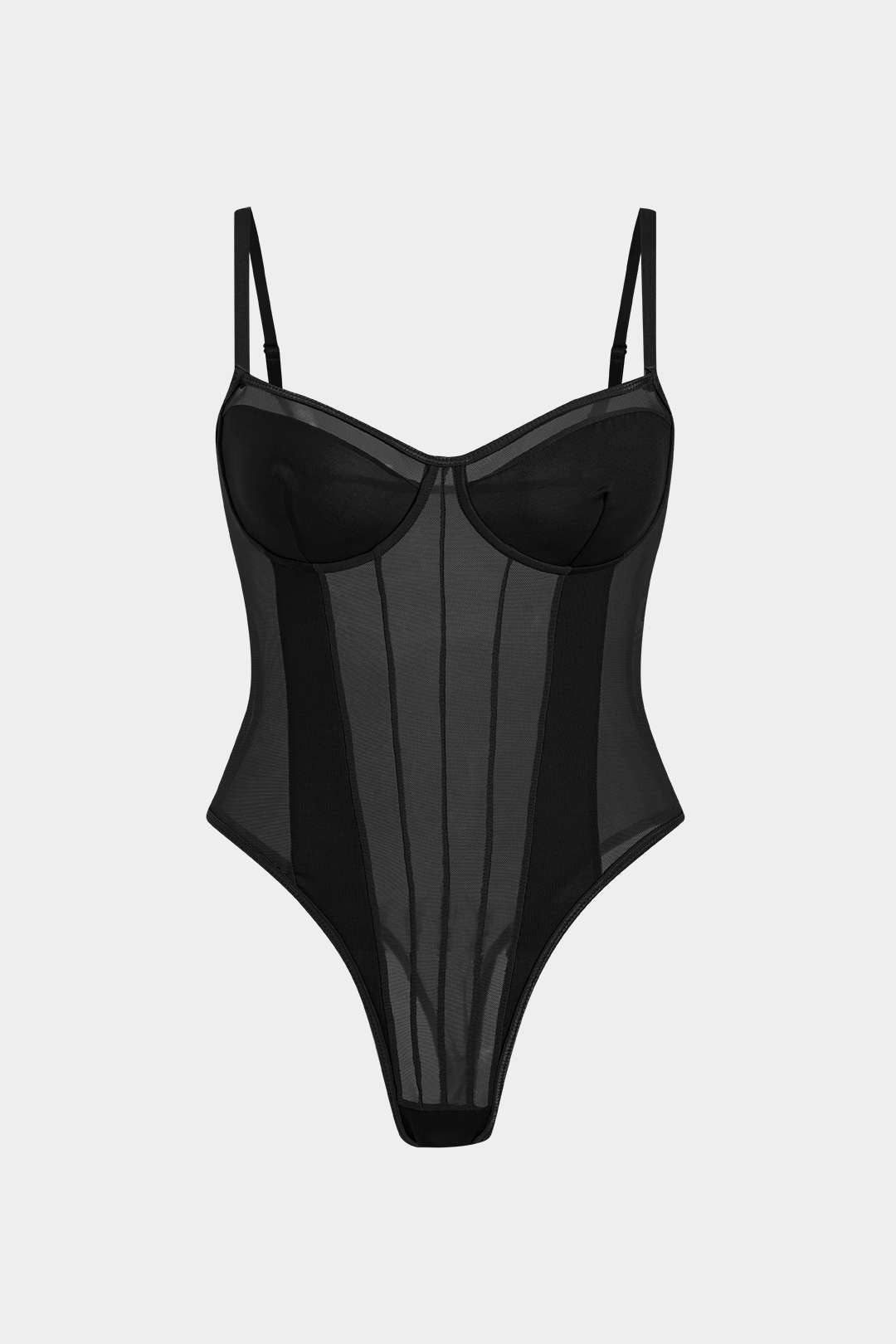 Mesh body met spaghettibandjes
