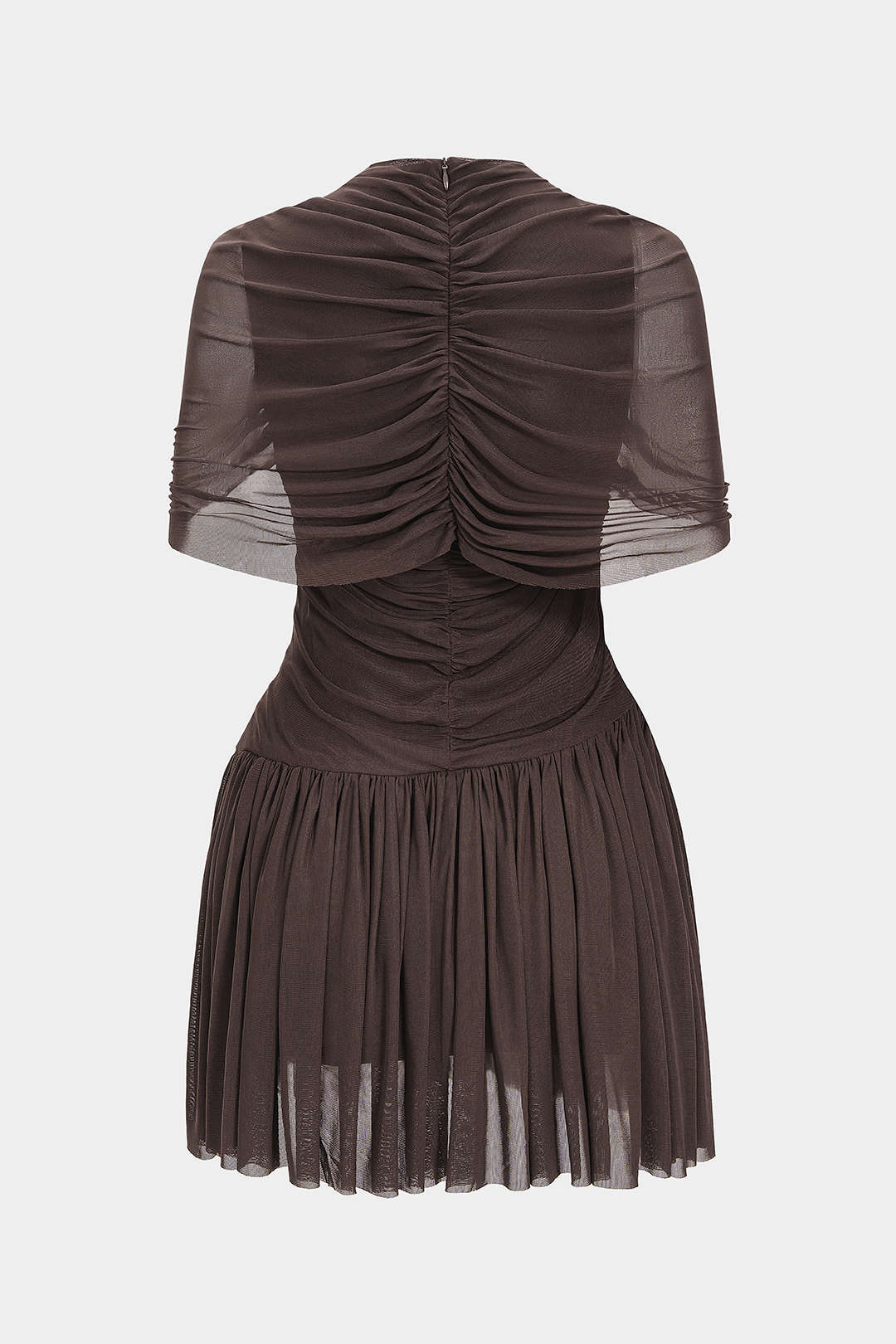 Asymmetrische minijurk met ruches en korte mouwen