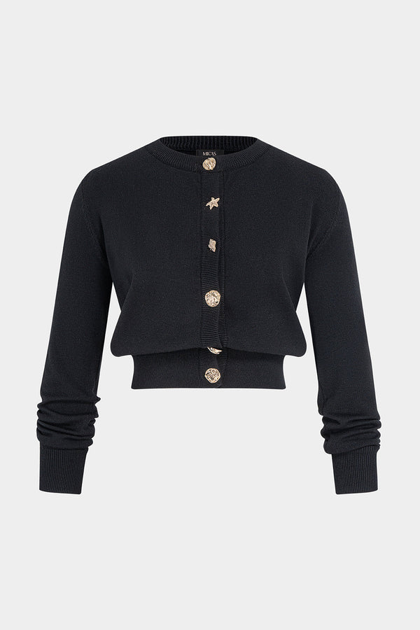 Yasmin - Gebreid vest met ronde hals en knoopjes