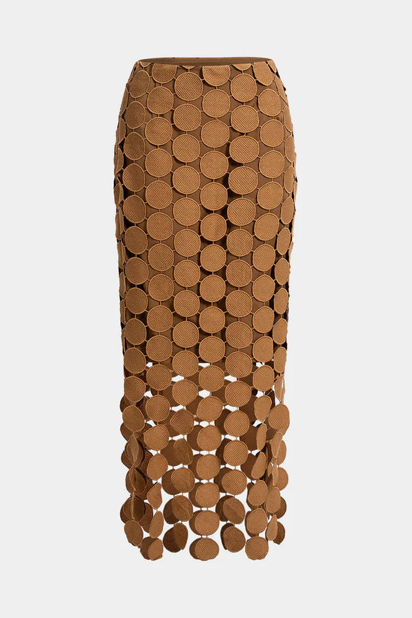 Solid skirt with fringes and cutouts