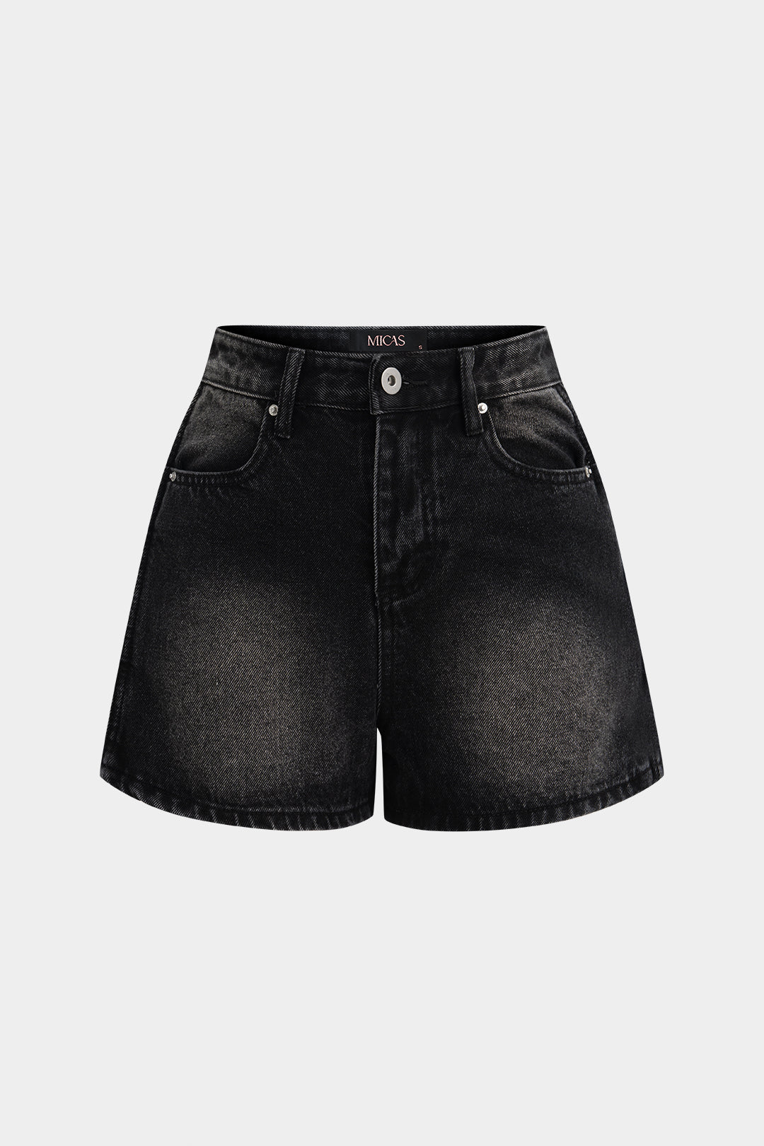 Elin - Denim short met knoopjes en zakken