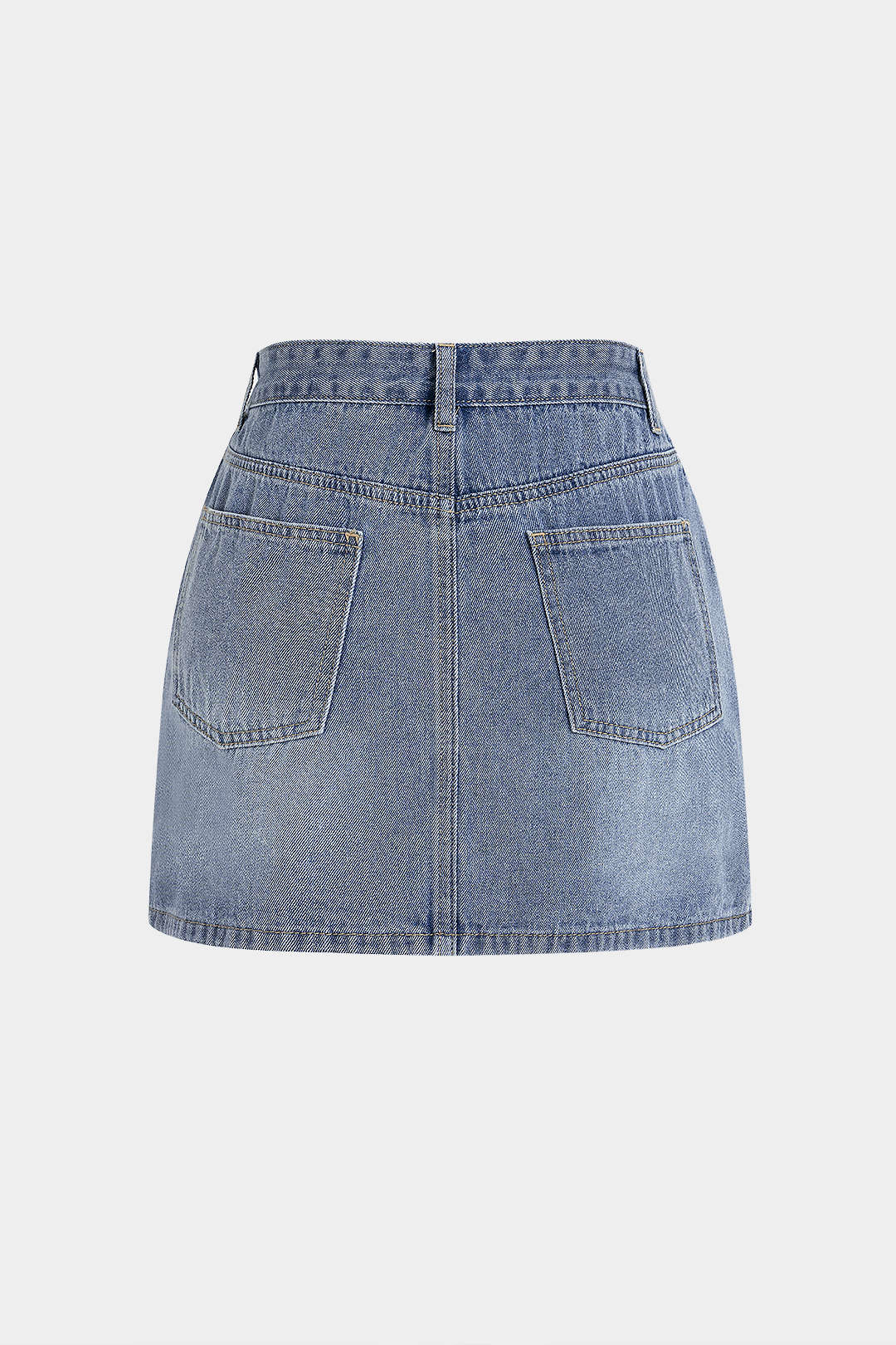 Denim asymmetrische rok met ruches