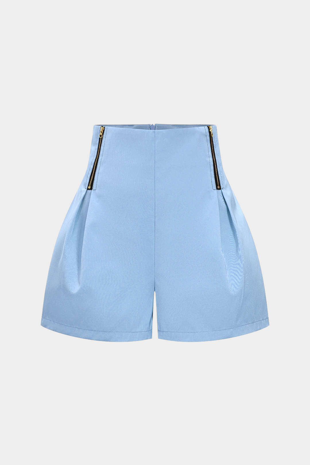 Short met hoge taille, ruches en rits